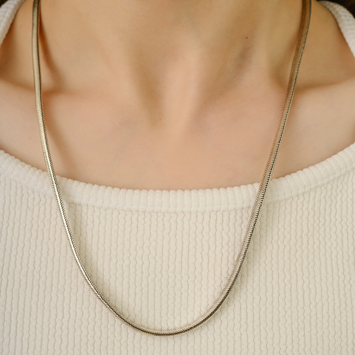 Sterling Silver Snake Unisex Chain Necklace with Decorative S-Hook