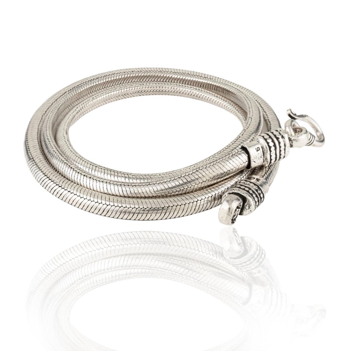 Sterling Silver Snake Unisex Chain Necklace with Decorative S-Hook