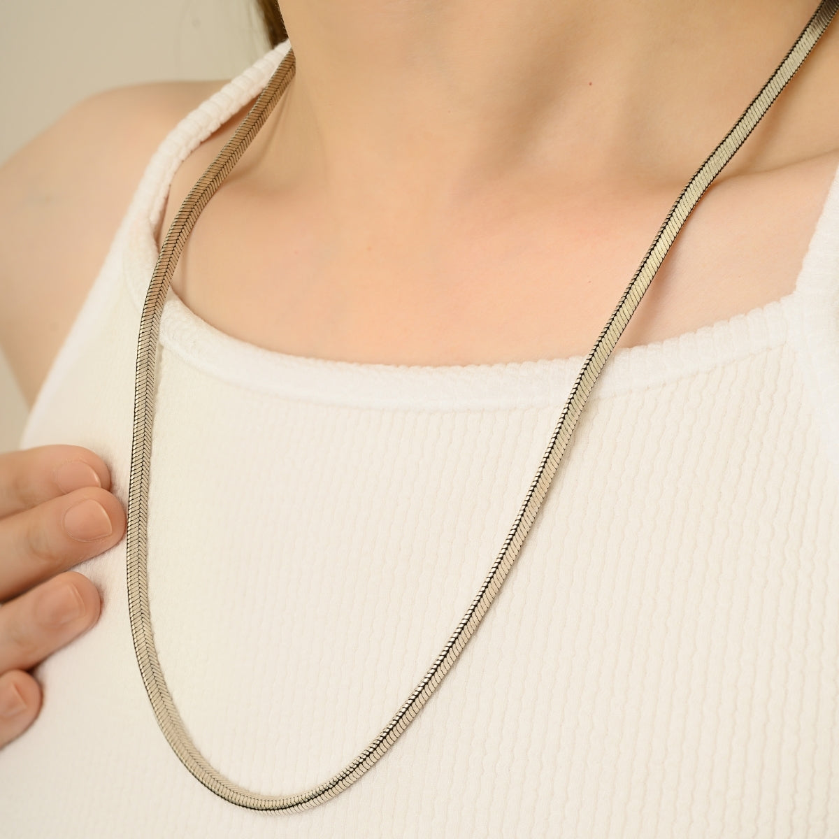 Sterling Silver Square Snake Unisex Chain Necklace