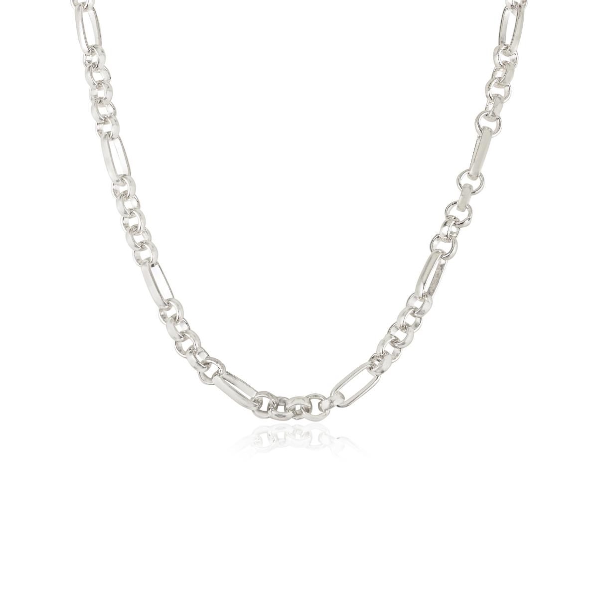 Solid Silver Unisex Figaro Chain Necklace
