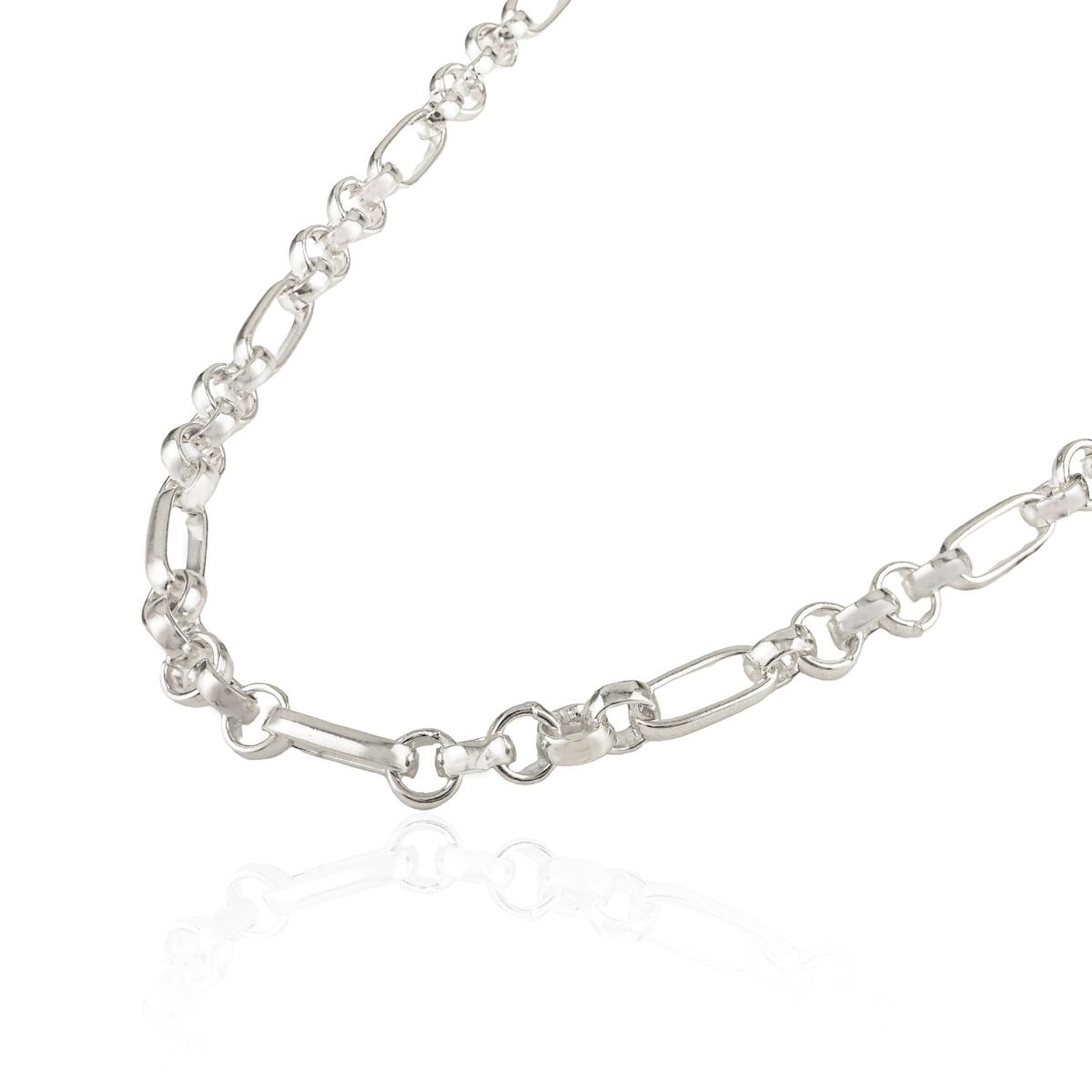 Solid Silver Unisex Figaro Chain Necklace