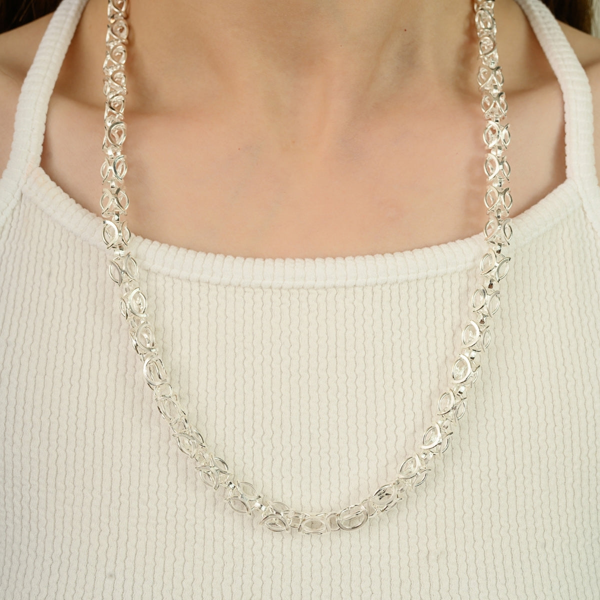 Sterling Silver Intricate Woven Unisex Chain Necklace