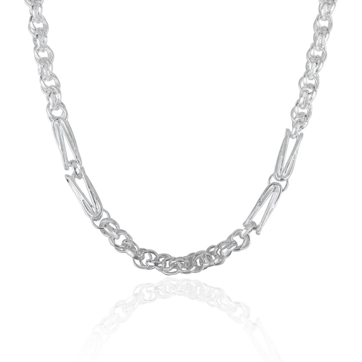 Heavy 925 Silver Statement Geometric Unisex Chain Necklace