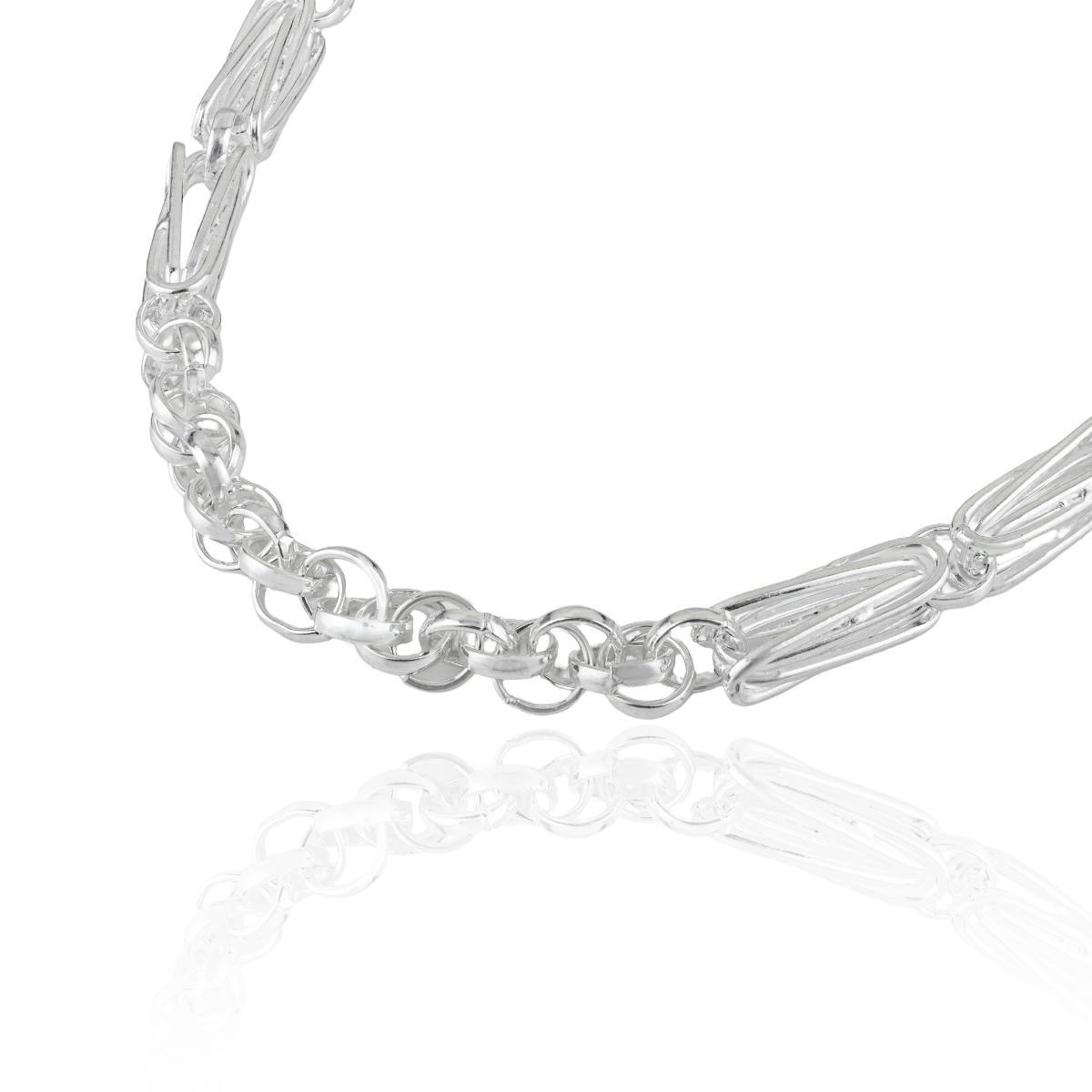 Heavy 925 Silver Statement Geometric Unisex Chain Necklace