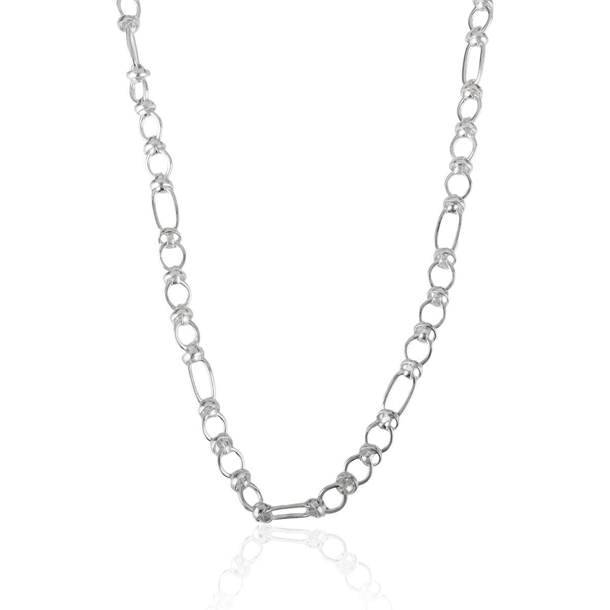 Sterling Silver Fancy Knotted Unisex Link Chain Necklace