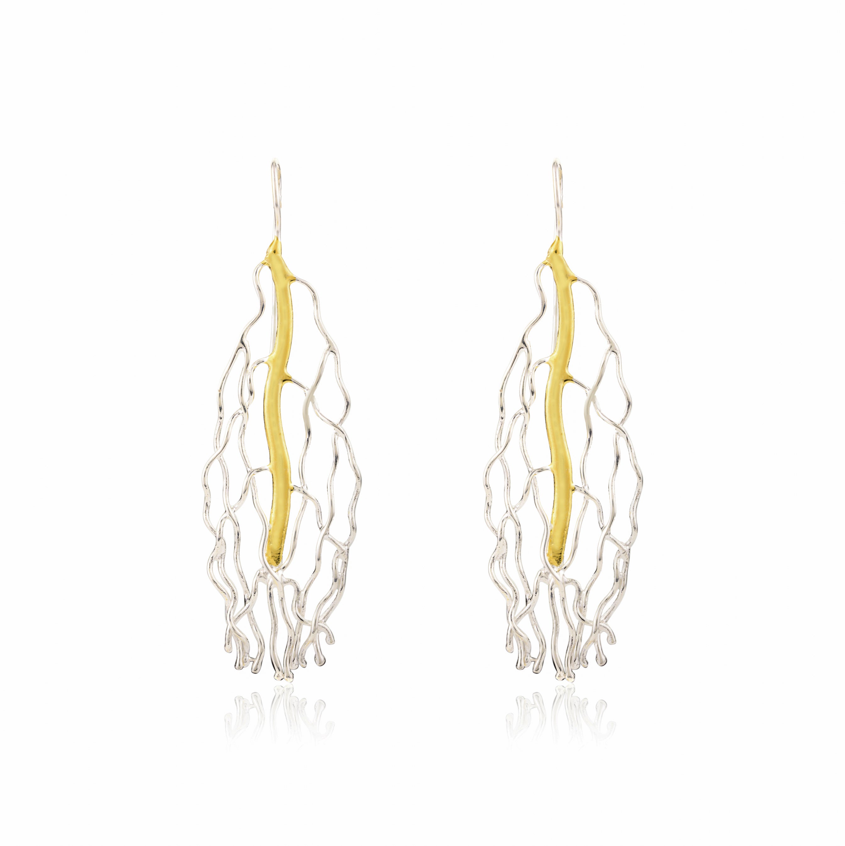 Handcrafted Wire Linked Silver Wings Earrings