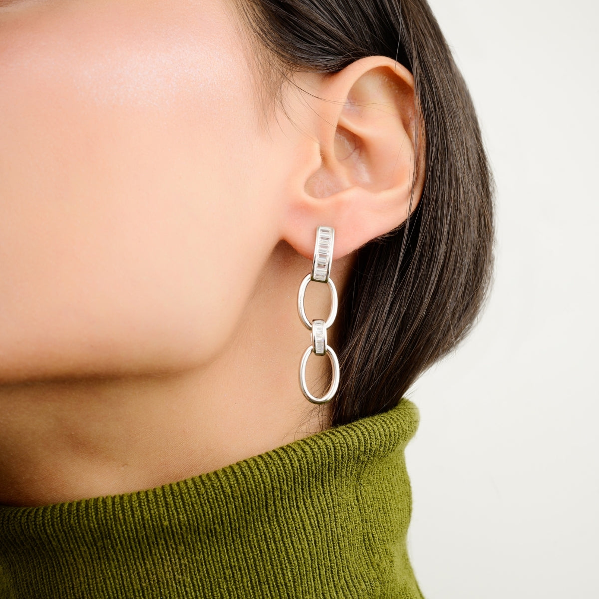 Stunning Silver Link Drop Earrings