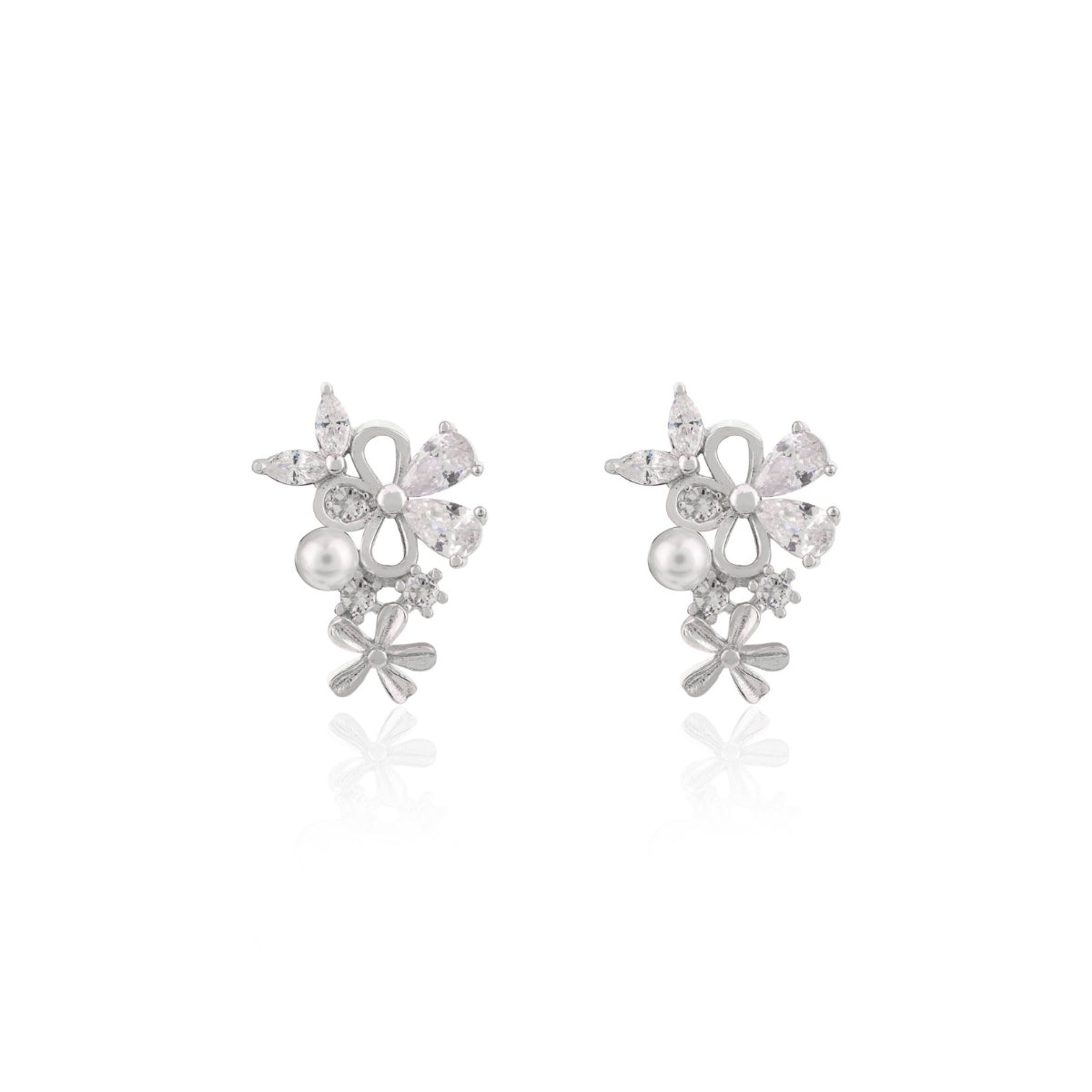 Stylish Floral Pearl Earrings