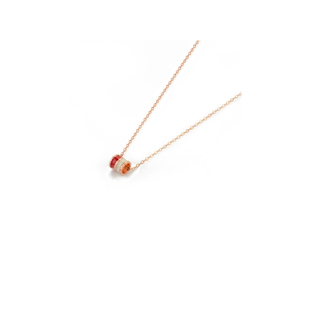 Stylish Rose Gold Dainty Roll Charm Necklace in 925 Silver