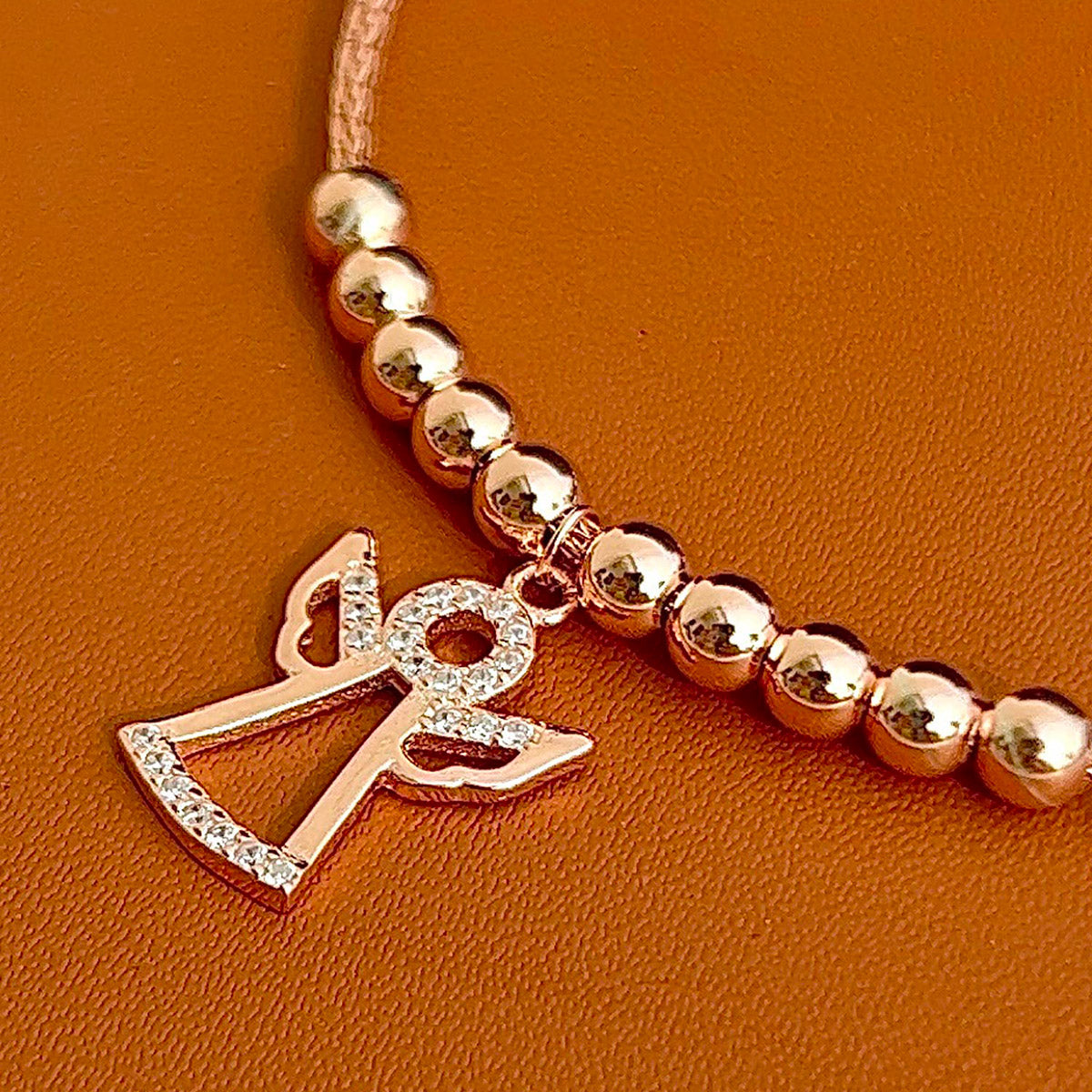 Rose Gold Angel Charm Adjustable Bracelet for Women