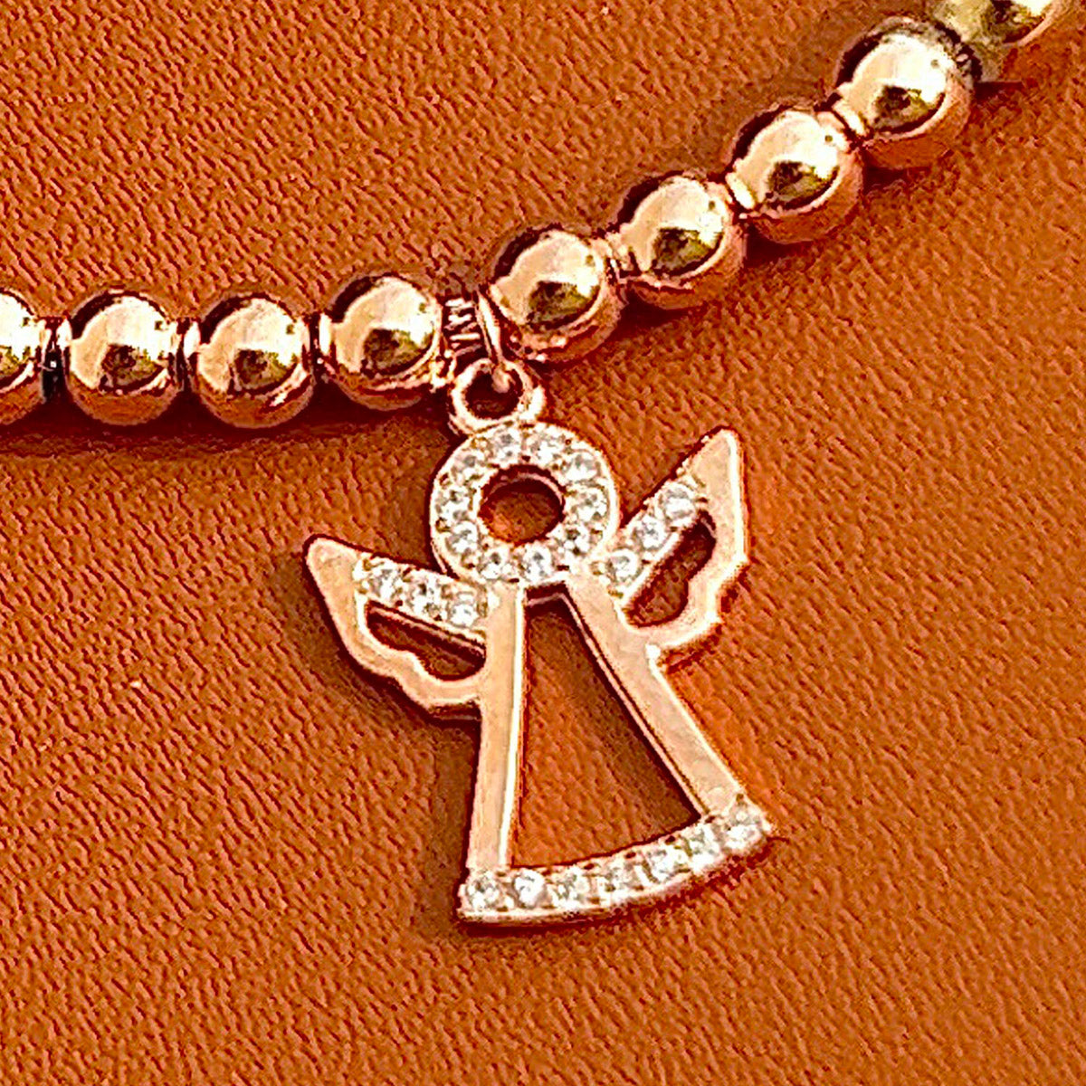 Rose Gold Angel Charm Adjustable Bracelet for Women