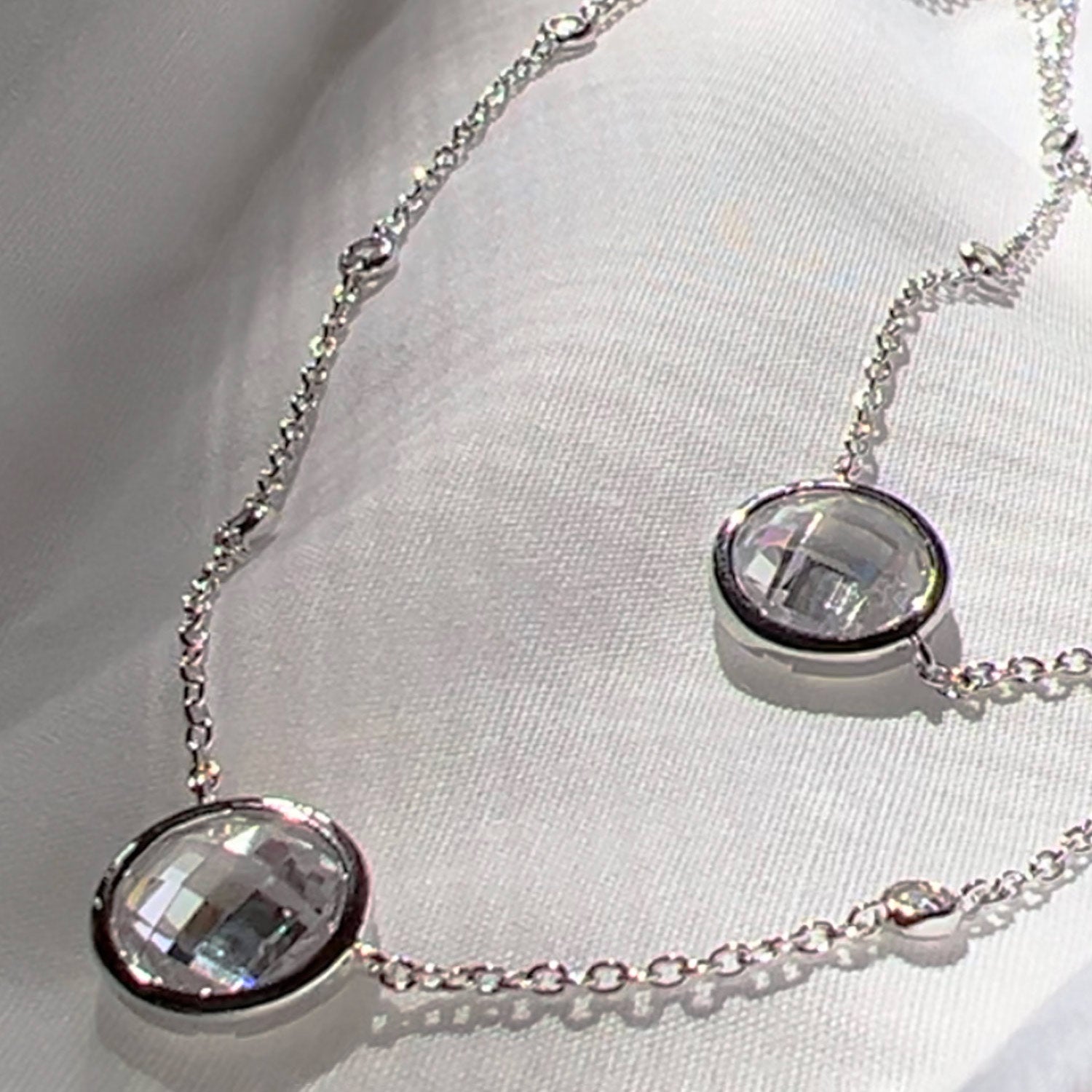 Silver Triple-Layer Adjustable Zircon Necklace for Women