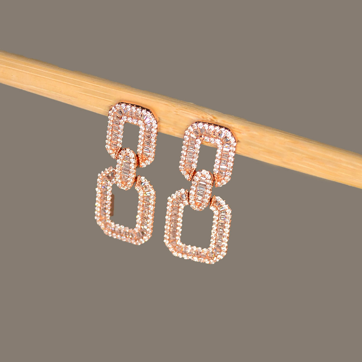 Sparkling Cz Crystals Square Drop Earrings