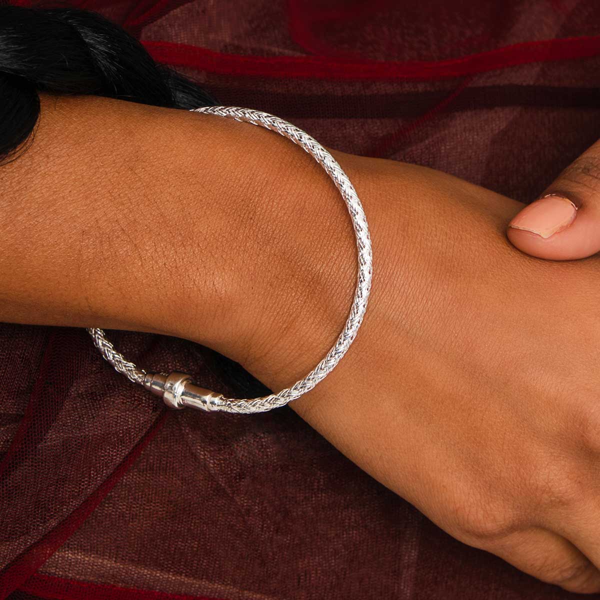 Silver Braided Bangle